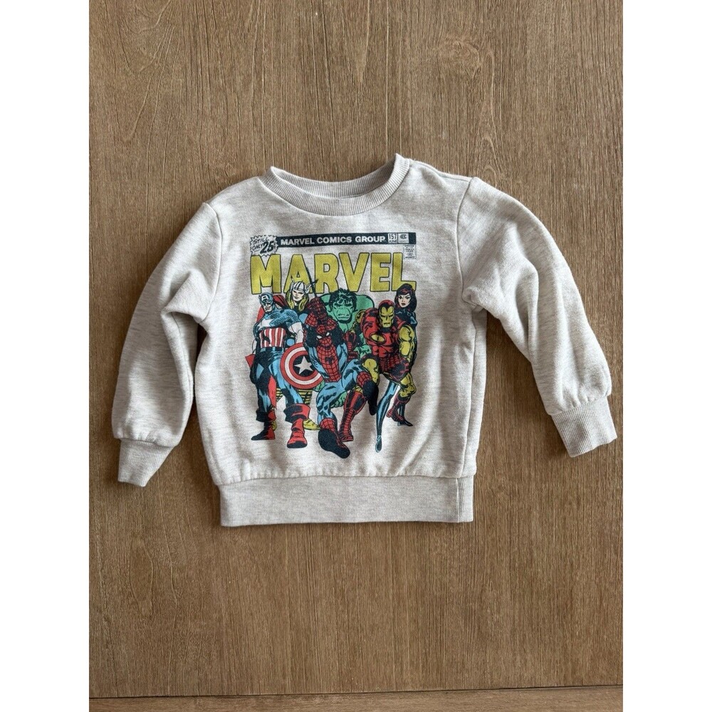 Marvel Avengers Comic Cover Sweatshirt Toddler 2T Gray Crewneck